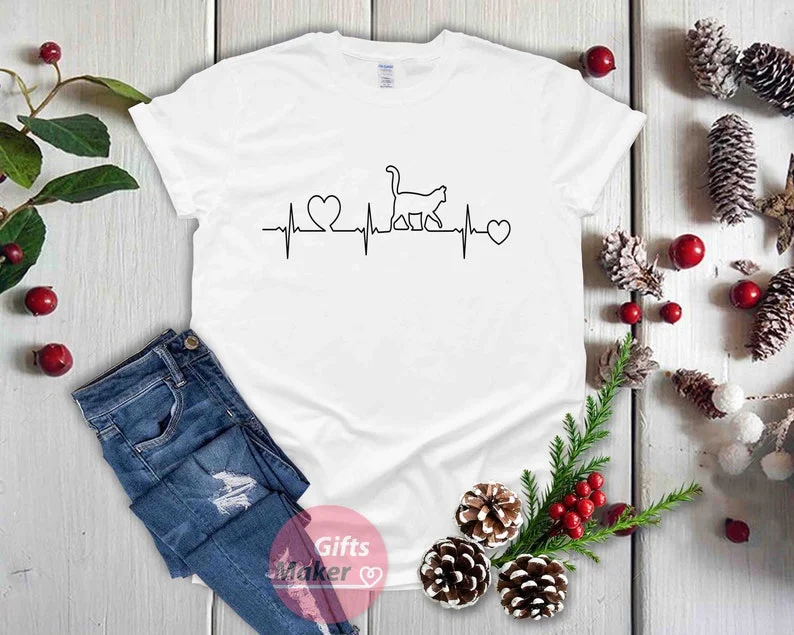 

Cat Heartbeat T-Shirt Cat Lover Gift,Kitten Tee Design / Cute Cat T-Shirt /Funny Cat tee, Cat Lover Gift, Cat Owner Shirt,