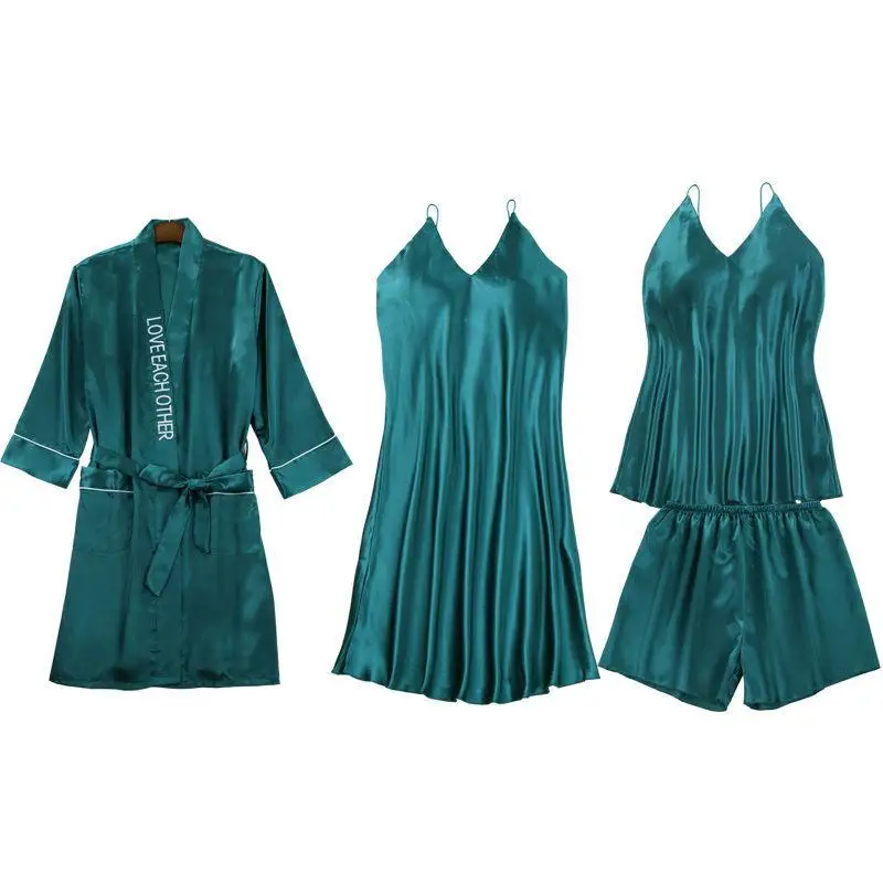 

Bathrobe Gown Bride Wedding Robe Set Long Sleeve Female Burgundy Nightwear Home Clothing Sexy 5PCS Sleepwear Kimono Gown