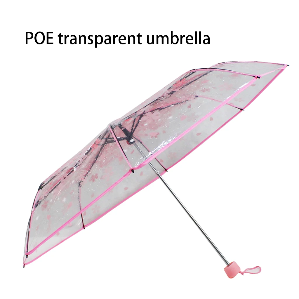 1 шт. три раза зонтик Для женщин прозрачный ясный вишневый цвет гриб Аполлон