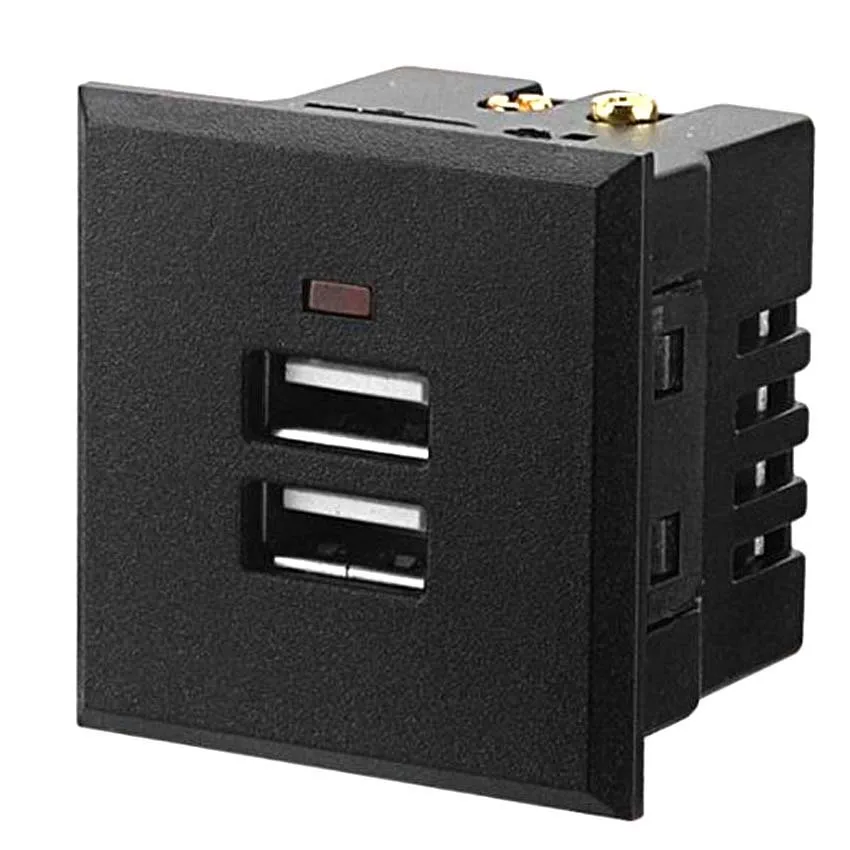 Черная белая 5 В 2 1 А 2USB разъема переменного тока встраиваемая настольная розетка