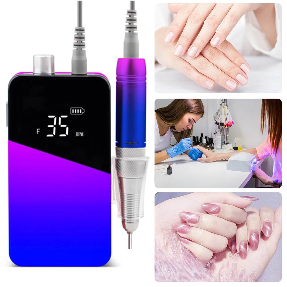 

Electric Gradient Nail Drill Machine Portable Manicure File Gel Polisher Nail Sander Manicure File Gel Polisher with LCD Displ