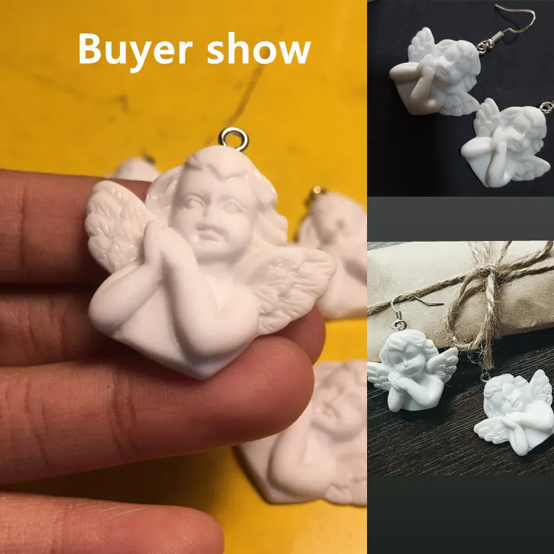 10 шт. 3D Подвески из смолы с белыми крыльями ангела для изготовления ювелирных