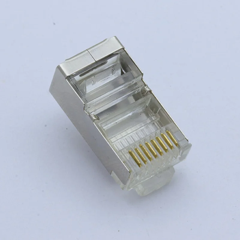 100 шт./лот 8P8C RJ45 Модульная штепсельная вилка металлический корпус CAT6 Ethernet сетевой