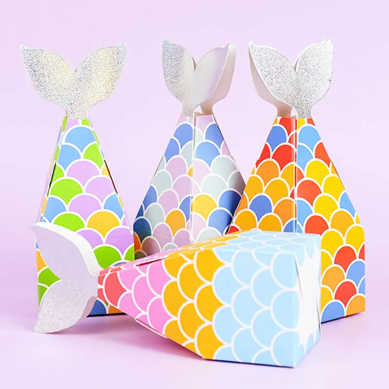 

10Pc Mermaid Favor Box Little Mermaid Party Gift Candy Boxes For Baby Shower Kids Birthday Wedding Party Decor Gift Box Supplies