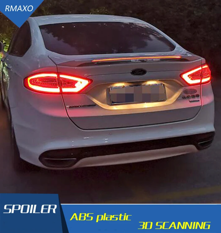 

For Mondeo Spoiler 2013-2018 Ford Mondeo Spoiler LED LIGHT ABS Material Car Rear Wing Primer Color Rear Spoiler