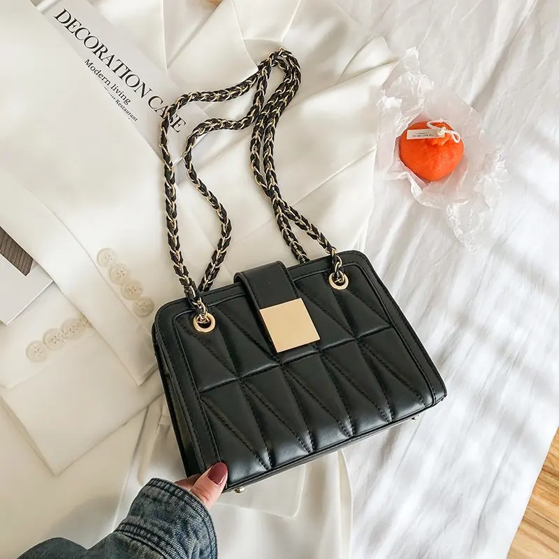 

Chain PU Leather Crossbody Bags for Women 2021 Branded Shoulder Simple Hand Bag Lady Trending Luxury Handbags and Purses bolsos