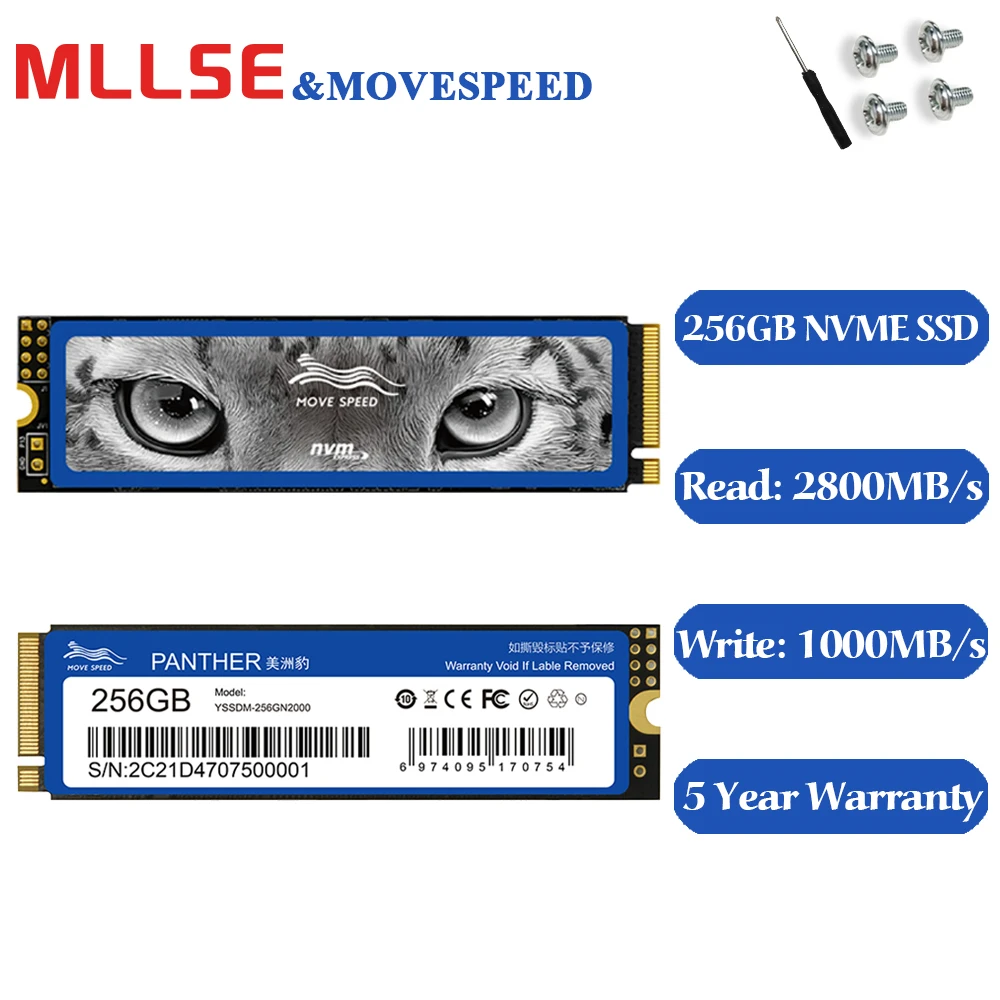 MLLSE MOVESPEED M.2 ssd m2 nvme drive 256 Гб PCIe жесткий диск Hdd 5 лет гарантии Внутренние