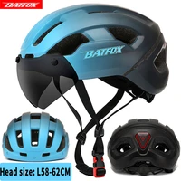 batfox cycling helmet with goggles ultralight road bike helmet men women mountain casco mtb sport bicycle helmet with led light