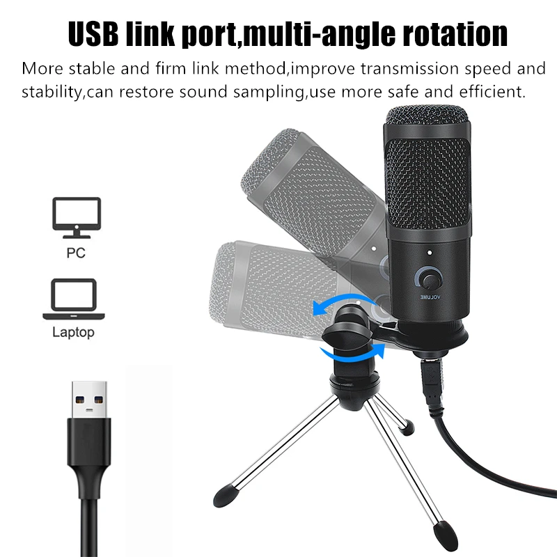 Professional USB Condenser Microphones For PC Computer Laptop Singing Gaming Streaming Recording Studio YouTube Video Microfon |