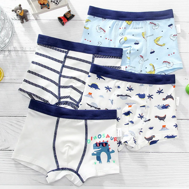 Calcinha para Meninos do Bebê Interior das Crianças Cuecas para Meninos Lote Algodão Macio Respirável Bonito Calças Crianças Jovens Boxer Roupa 4 Pçs –