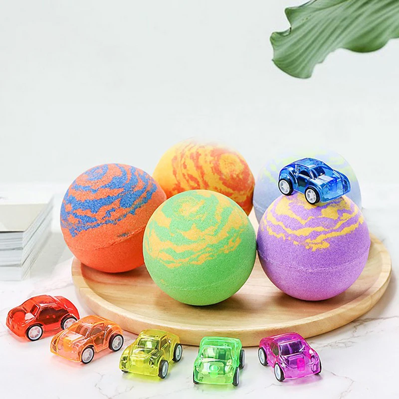 

Color Bath Salt Body Clean Skin Whitening Bath Ball Shower Ball Contains Car Toy
