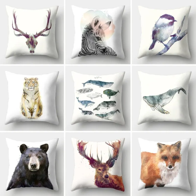 

Милый чехол с изображением Льва, тигра, лося, лисы, Кита, совы, наволочки с животными, чехлы для гостиной, кресла, дивана, домашний декор, навол...
