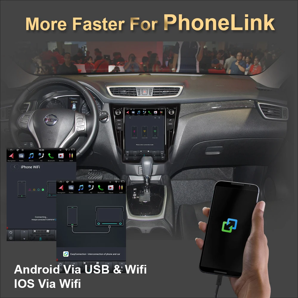 Автомобильный мультимедийный плеер 4 Гб + 64 ГБ GPS-навигация в стиле Tesla для NISSAN