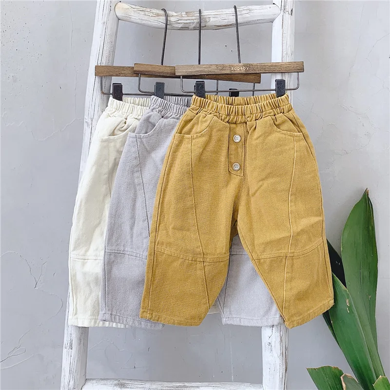 Модные однотонные шаровары в Корейском стиле для мальчиков сезон осень 2019 г.