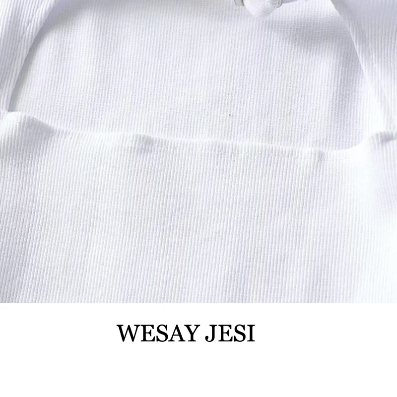 

WESAY JESI Sexy Womens T-shirt Harajuku Long Sleeve Crop Top Women Streetwear Solid Basic T-shirt Women Tight Tees Shirts