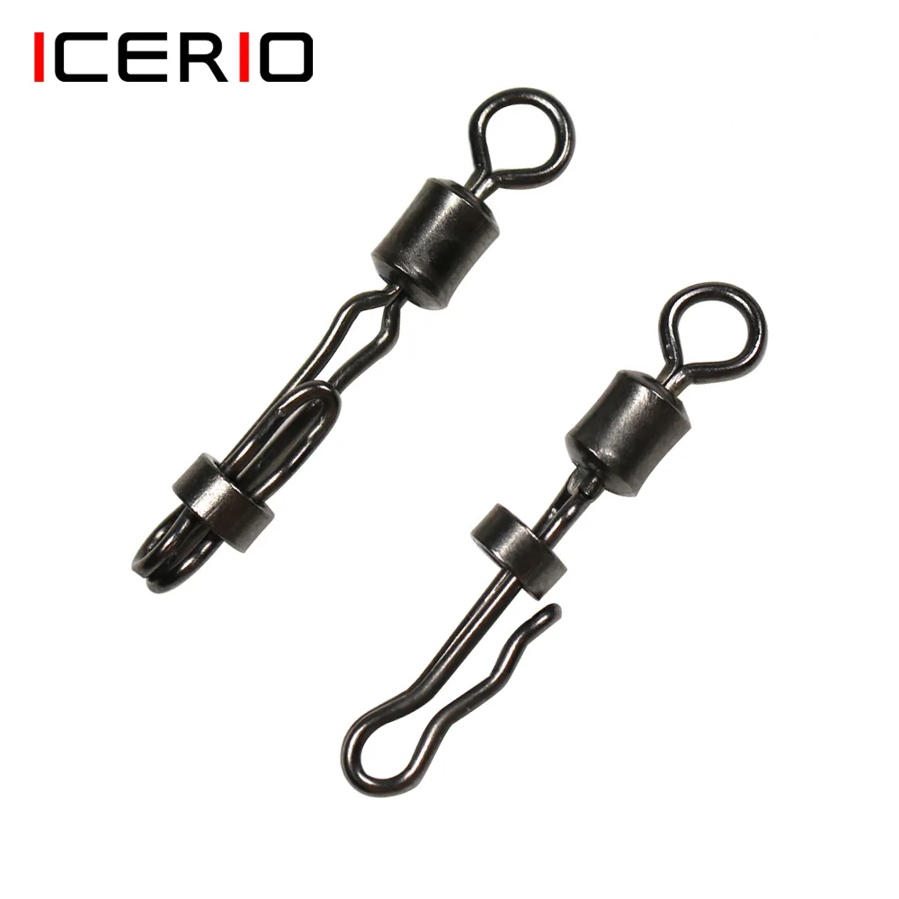 

ICERIO 20pcs Brass Clam Lock Quick Change Swivels for Carp Fishing Leader Tippet Line Connector Fishing Accessories