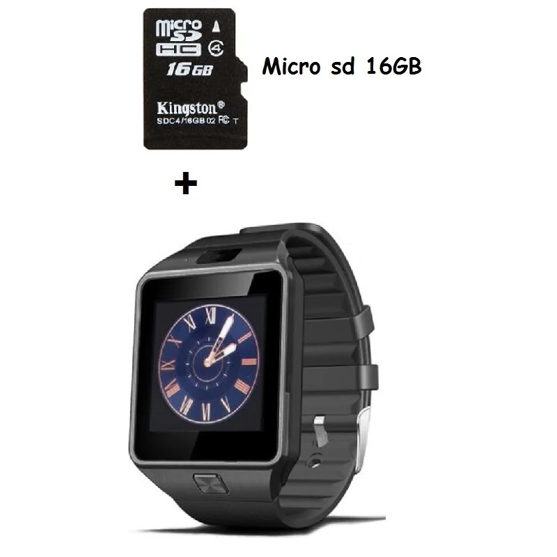 black with TF 16GB Горячая Распродажа DZ09 Смарт часы Android телефонный звонок 2G GSM sim-карта камера Bluetooth Smartwatch для andoid и ios - Цвет: black with TF 16GB