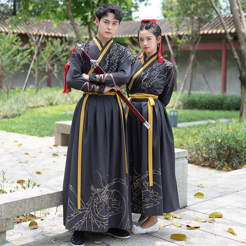 

Chinese Traditional Swordsman Stage Cosplay Costume Men Ancient Hanfu Outfit Oriental Tang Dynasty Clothing Carnival Party Dress