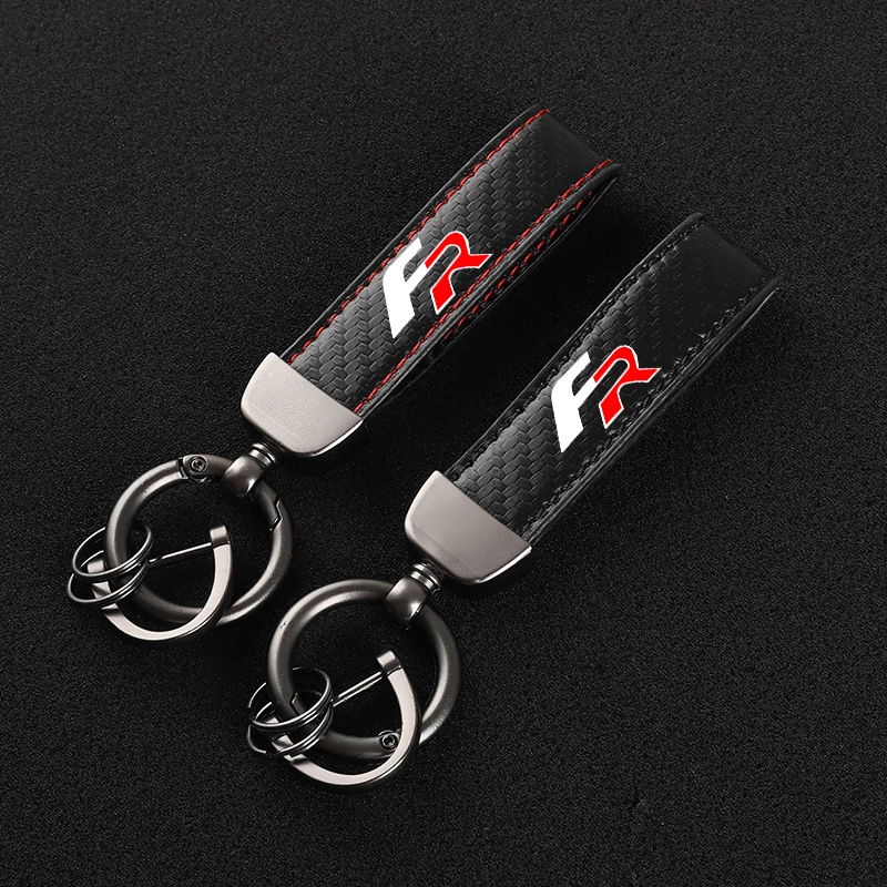

Carbon fiber Leather Car KeyChain sports line Key Rings for Leon FR Ibiza Altea Exeo TOLEDO Leon EXEO Mk3 Mk2 5f Ateca Altea FR