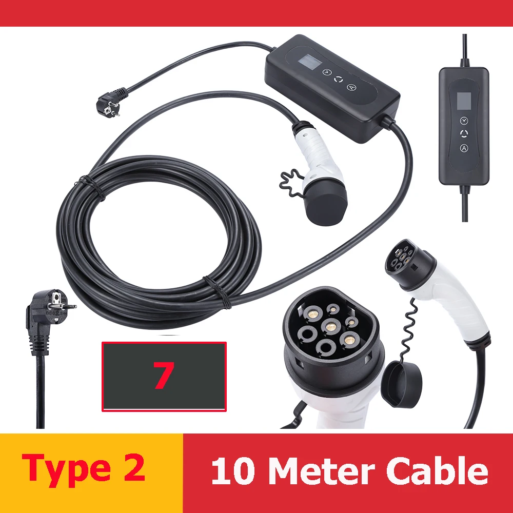10m Type 1 2 j1772 Type1 Type2 Car Charger Household Portable Charging Gun Adapter For Tesla Model 3 S X Leaf Audi BMW EV | Автомобили и