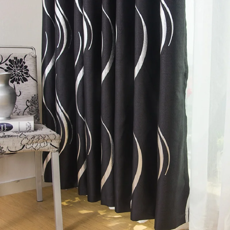 Черные затемняющие шторы с высоким коэффициентом затенения черные и серебряные