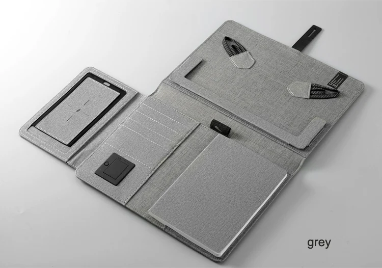 Бизнес Путешествия B5 сумка менеджера портативный padfolio ноутбук с power bank зарядное устройство провода и беспроводной зарядки iPad замок