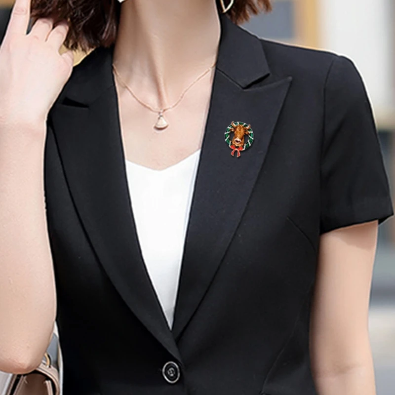 Стразы Брошь булавка Рождественский олень Голова Оленя ретро одежда