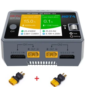 hota d6 pro charger rc car drone parts ac200w dc650w 15a 16s for lipo nimh battery phone wireless charging smart battery free global shipping