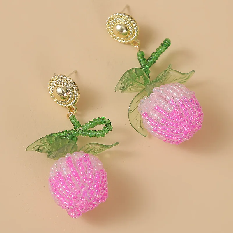 Женские акриловые серьги подвески с цветными вишнями и ананасами креативные