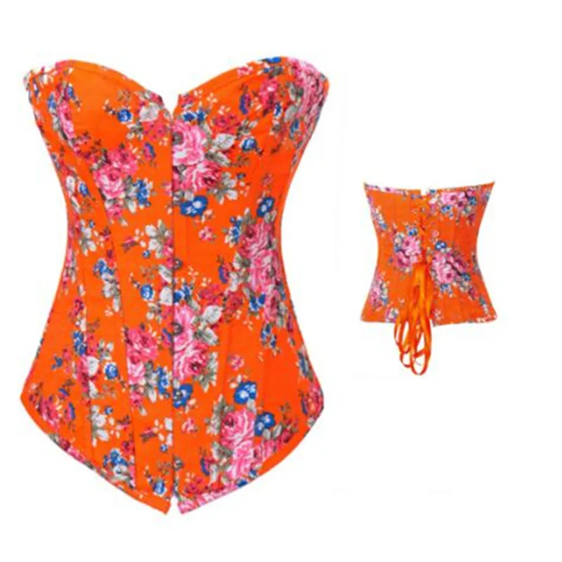 Для женщин сексуальный Классический Джинсовый корсет с цветочным рисунком