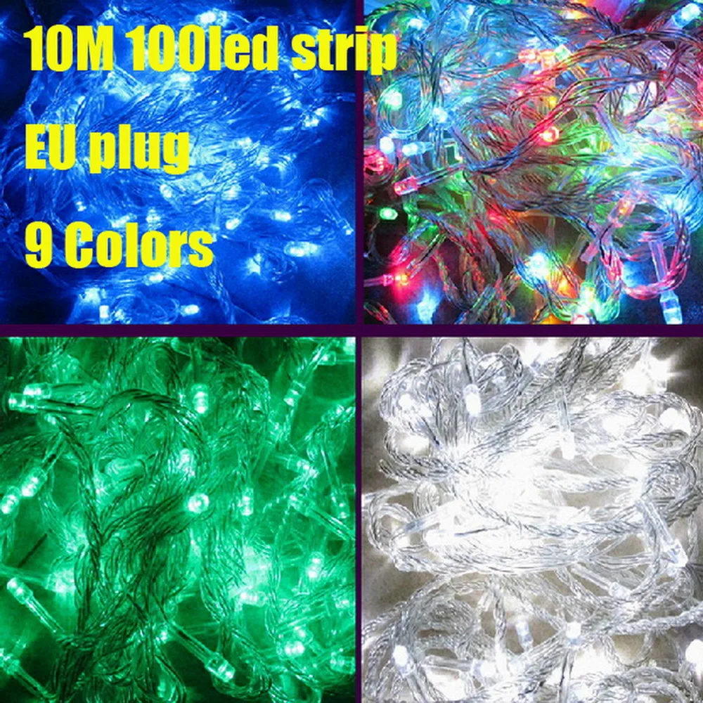 10 м 100 светодиодный украшения дома праздничный светильник RGB светодиодный открытый вечерние свадебные Рождественский светильник ы садовый светильник s 220 в ЕС 110 В, штепсельная вилка стандарта США