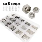 Набор шестигранных гаек из нержавеющей стали DIN934, набор из 445669 шт., M1, M1.2, M1.4, M1.6, M2, M2.5, M3, M3.5, M4, M5, M6, M8, M10M12M16, 304