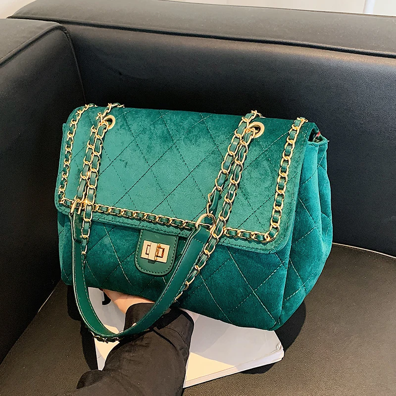 

Embroidery Thread Women Velvet Shoulder Bag Brand Designer Ladies Messenger Bags Luxury Handbag Female Large Crossbody Bag Plaid