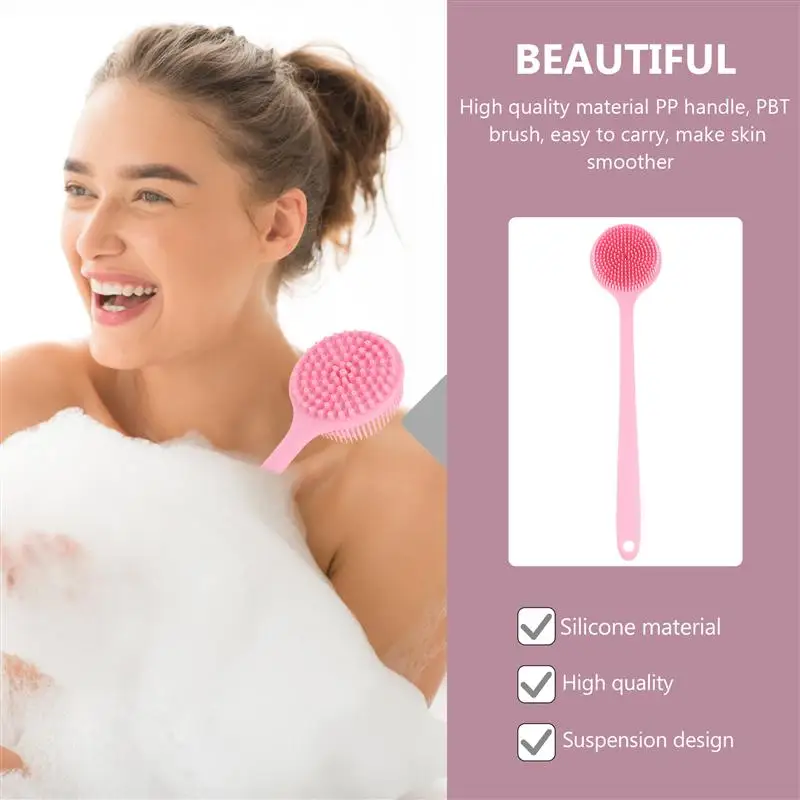 

Silicone Bathing Brush Body Scrubber Long Handle Shower Back Scrubber Silicone Body Brush With Long Brush Handle For Bathroom