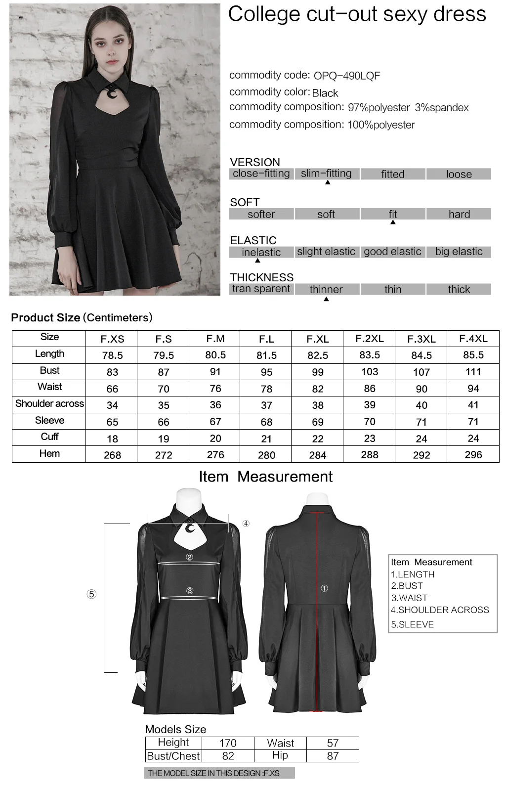 Женское шифоновое платье в стиле Панк RAVE Осеннее короткое с вырезом классическое