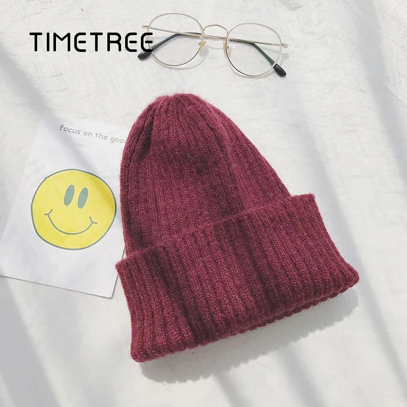 Модные однотонные толстые плюшевые ветрозащитные женские вязаные зимние теплые