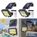 Уличный светильник на солнечной батарее, водонепроницаемый фсветильник рь с датчиком движения и защитой от солнца, 120 светодиодов, для украшения сада