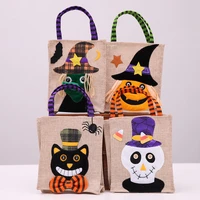 luanqi 1pc halloween gift bag witch owl ghost pumpkin cat linen hand candy bag party home festival supplies decoration diy gift