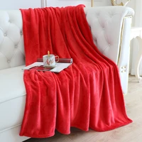 bed blanket red color soft flannel fleece throw single queen king warm for beds sofa mantas de cama