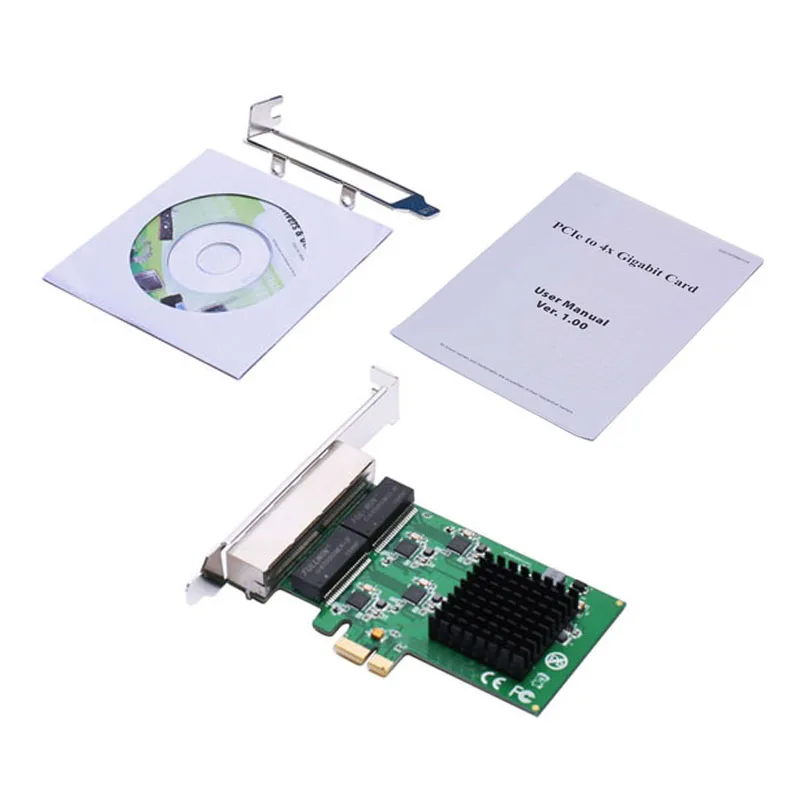 

QINDIAN Network Cards Ethernet Adapter PCI-Express 4 port Gigabit Ethernet Controller Card RTL8111 Chip with Low Profile Bracket