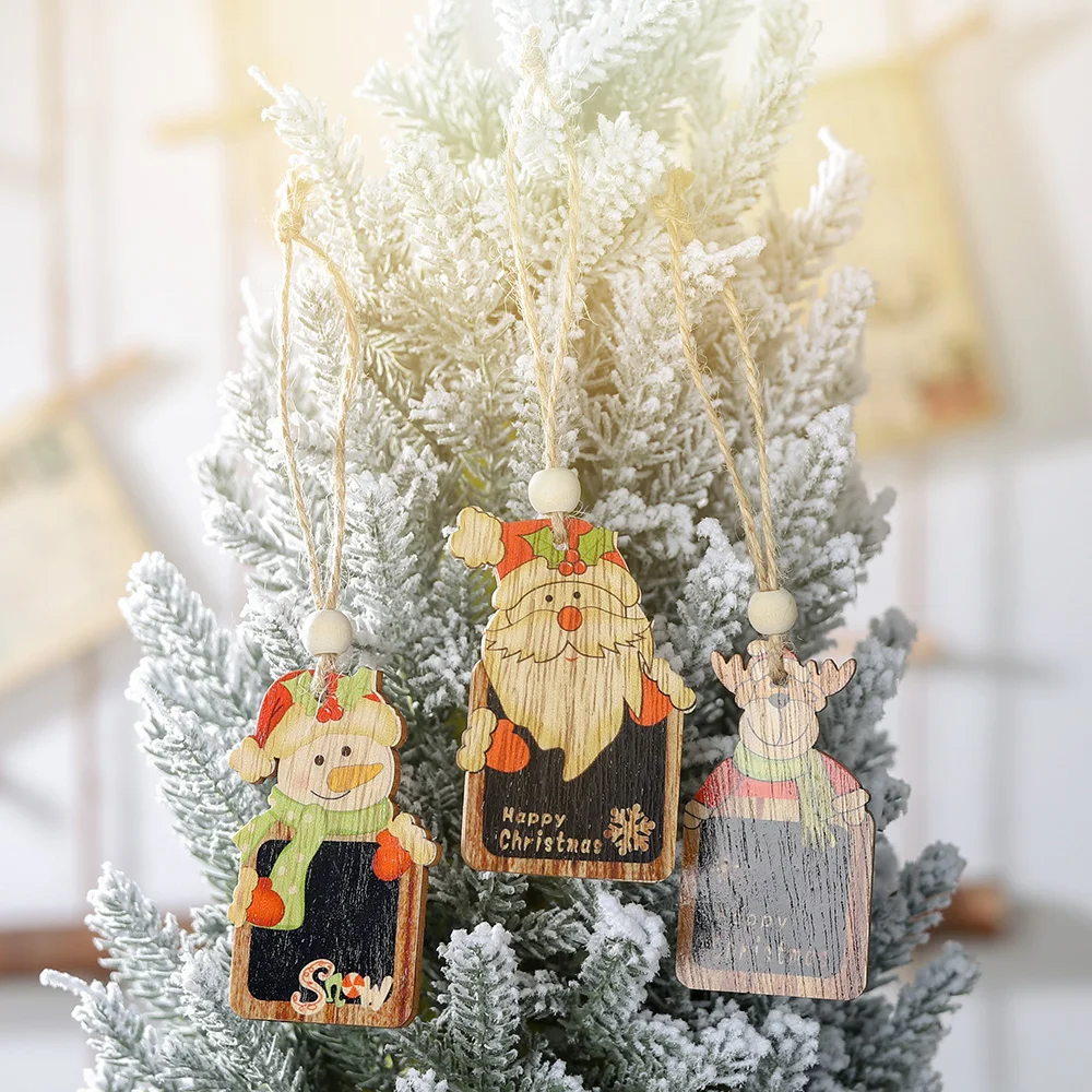 2 шт. деревянная маленькая доска подвесной кулон снеговик узор украшенные стены