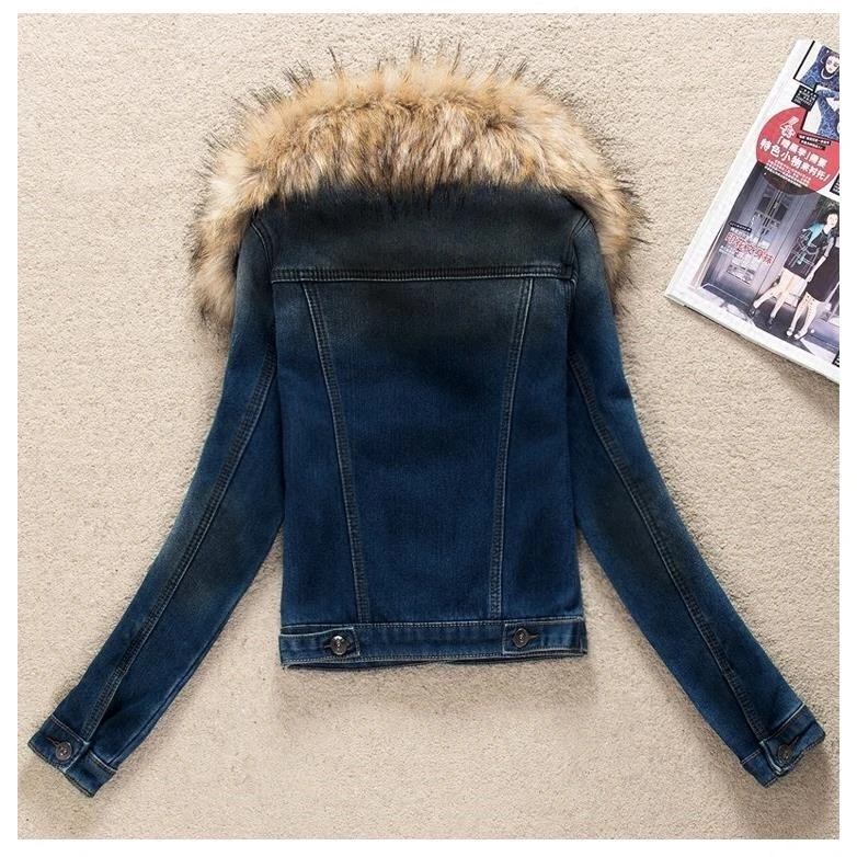 

Autumn Winter Denim Jacket Women Clothing Korean Plus Velvet Short Jeans Jacket Outerwear Slim Plus Size Women Basic Coat