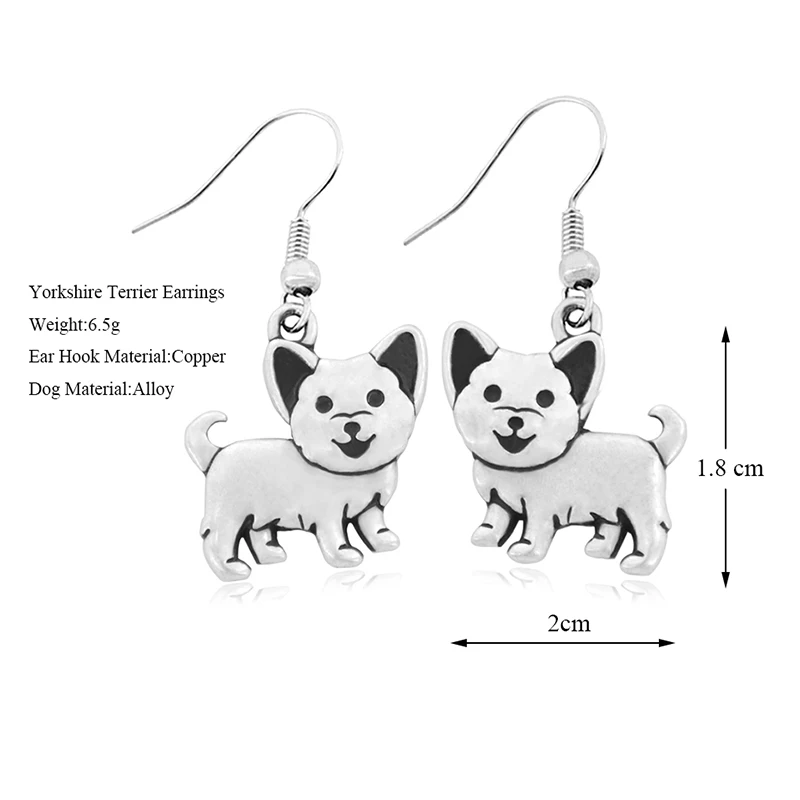 Йоркширские терьерские и австралийские висячие серьги с шелковистой собакой для