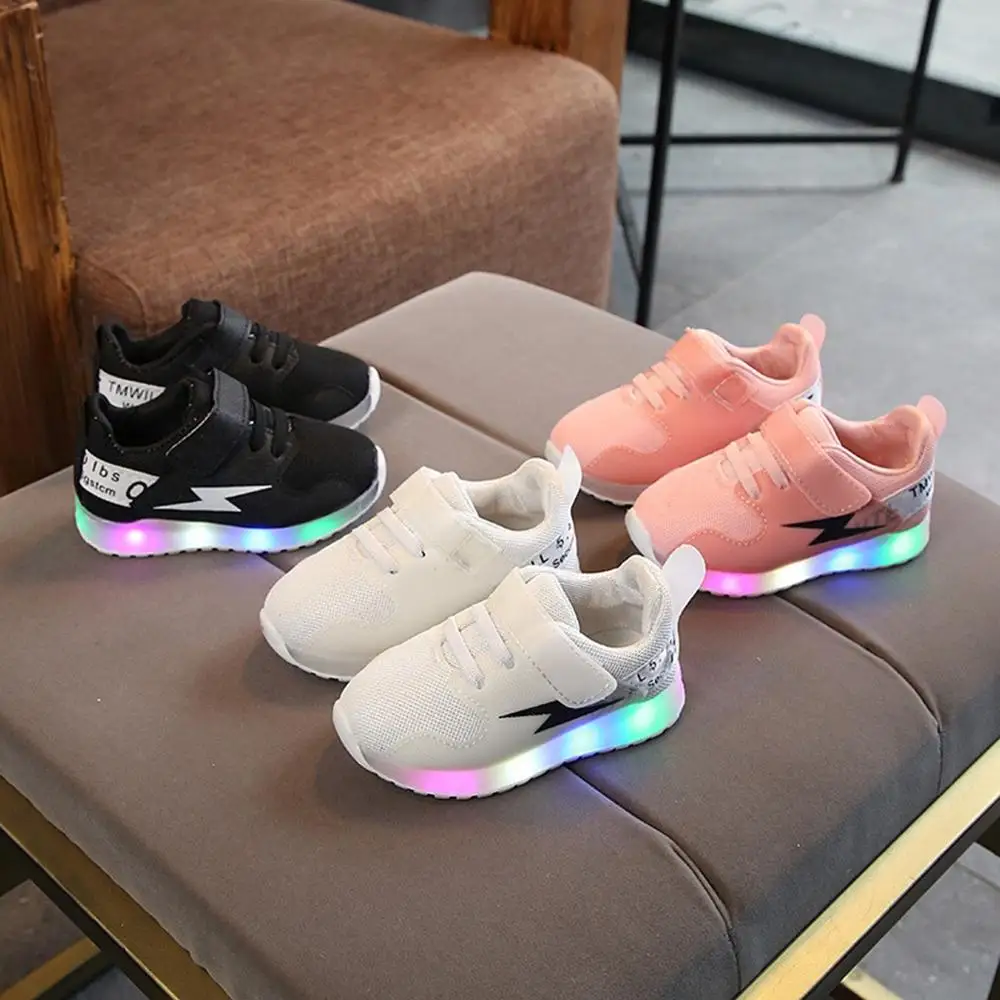 Детская обувь светящаяся повседневная с сеткой Новые Модные дышащие детские