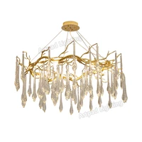 modern crystal chandelier lighting ceiling pendant dining room foyer chandeliers drop hanging light fixtures branch style gold