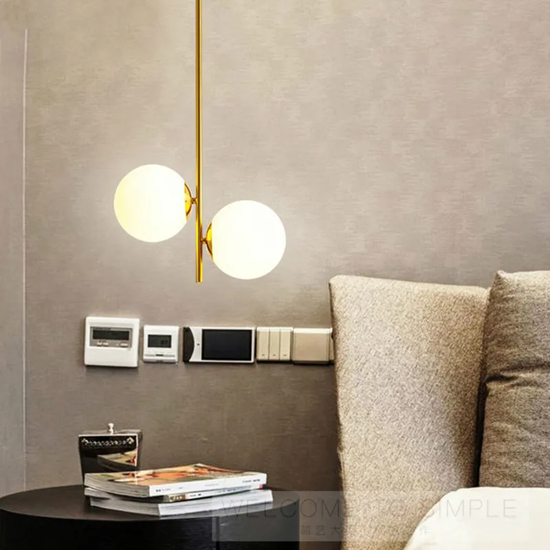 

2 светильника, латунь, золото, металл, светодиодная подвессветильник лампа s, прикроватная светодиодная Подвесная лампа, столовая, стеклянны...