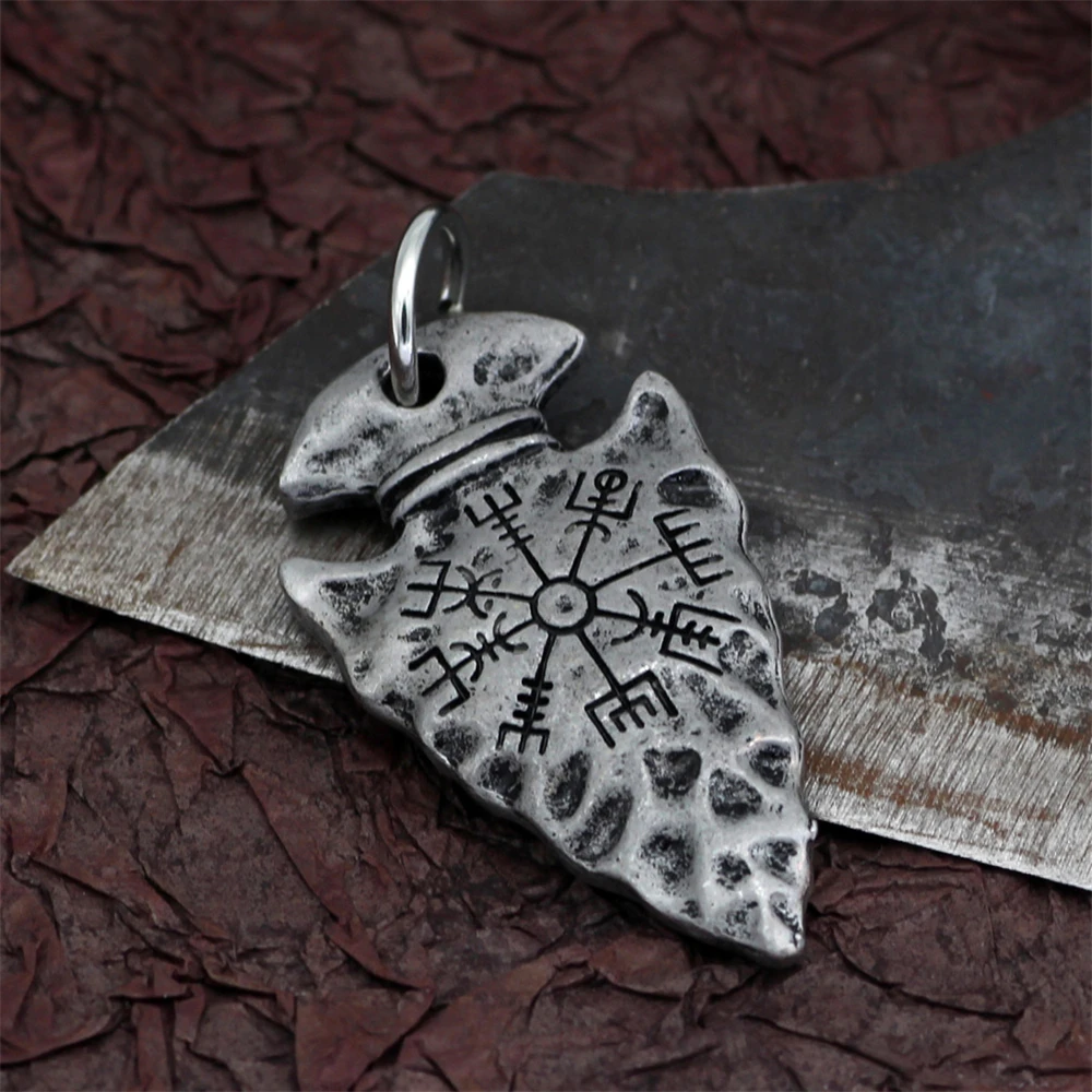 Мужской амулет викингов Spear ожерелье с дизайном Компас шлем Awe Vegvisir подвеска из