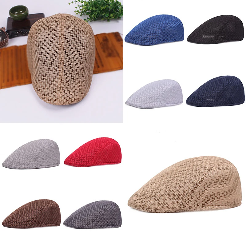 

Fashion Flat Casual Beret Hat Sun Block Dustproof Adjustable Breathable Cotton 100% Brand New And High Quality Men Women Peaked