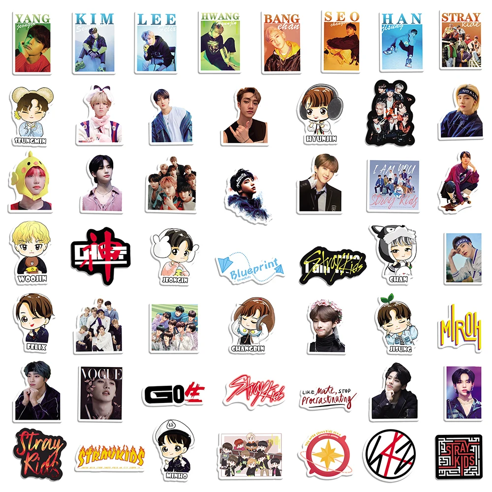 

50PCS Kpop Stray Kids Stickers Laptop Guitar Luggage Phone Fridge DIY Cool Waterproof Graffiti Sticker Decal Kid Classic Toys