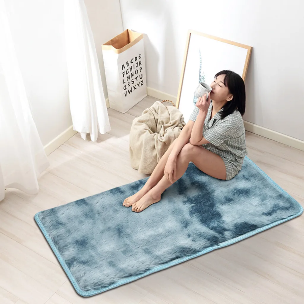 Однотонный ковер синего цвета Ультра мягкий современный коврик для гостиной